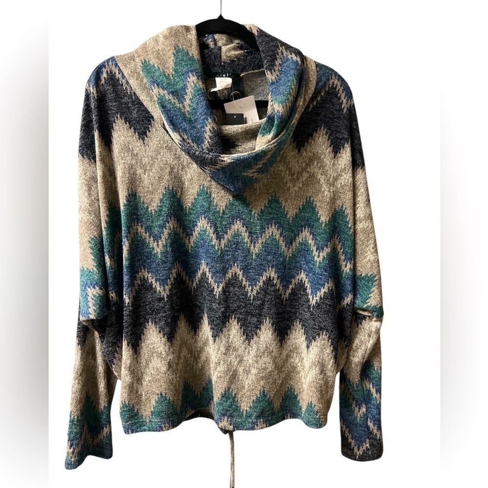 NWT‎ Arielle Cowl Neck Sweater With Lace-up Drawstring Back - Size L